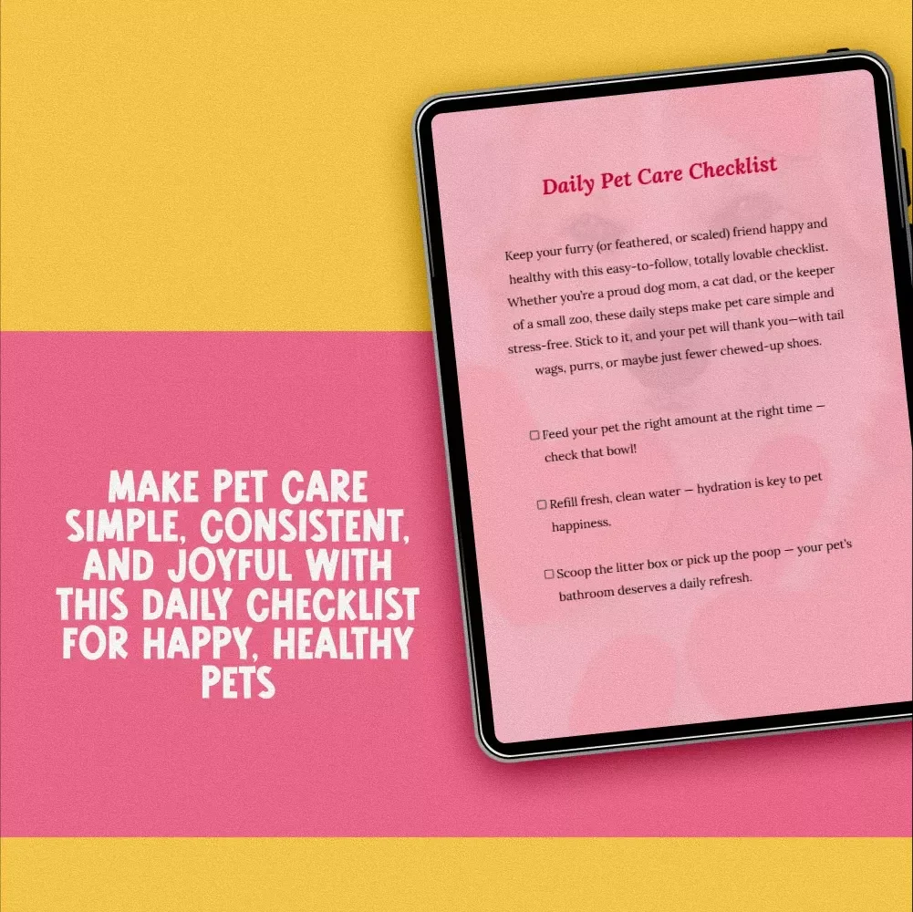 Daily Pet Care Checklist | Printable Pet Care Routine | Digital Download for Pet Parents | Daily Pet Schedule & Pet Grooming Tracker