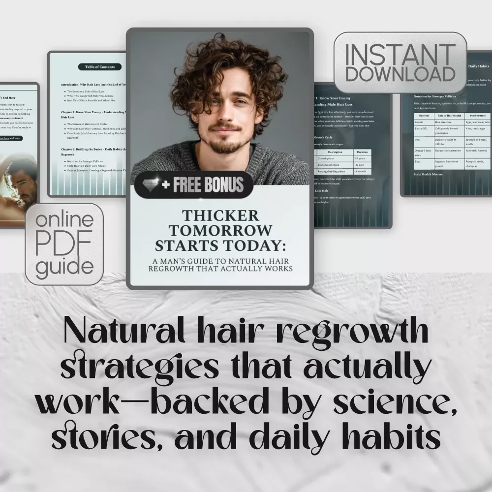 Thicker Tomorrow Starts Today: A Man’s Guide to Natural Hair Regrowth That Actually Works | Digital Hair Regrowth for Men eBook, Natural Hair Loss Guide
