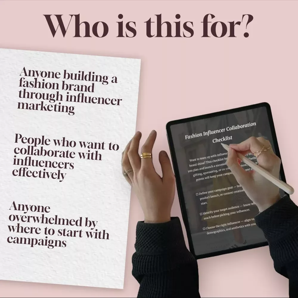 Fashion Influencer Collaboration Checklist | Digital Download for Fashion Brands, eCommerce Owners, and Boutique Marketers