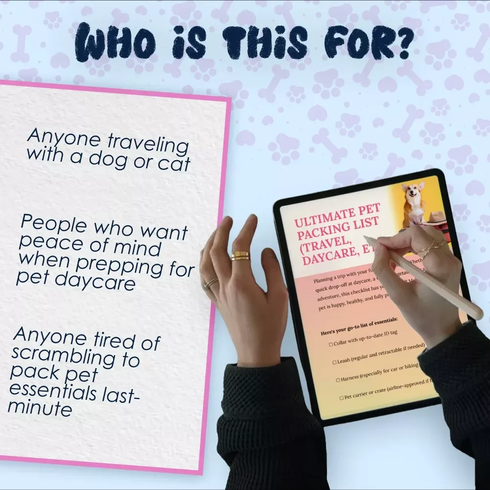 Ultimate Pet Packing List | Printable Travel & Daycare Checklist for Dogs & Cats | Pet Travel Essentials | Digital Download