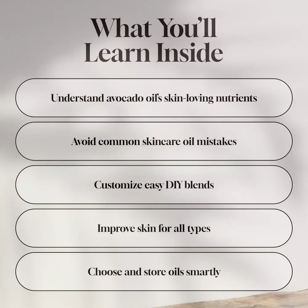 Avocado Oil – Your Skin’s Best Kept Secret | Digital Guide to Avocado Oil Benefits for Skin, Skincare eBook, Natural Beauty Checklist