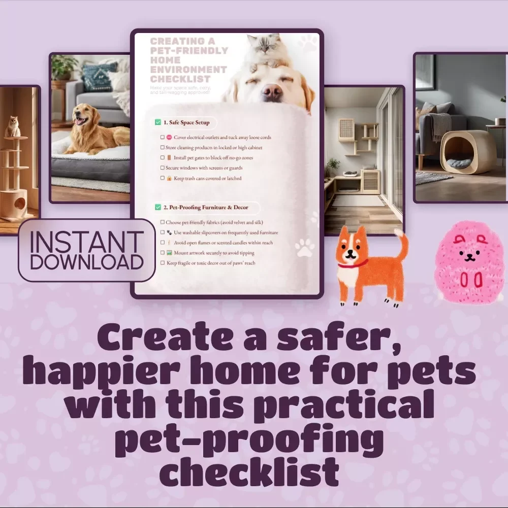 Creating a Pet-Friendly Home Environment Checklist | Pet Safety Digital Download | Pet-Proofing Guide for Dog & Cat Owners | Pet Parent Printable