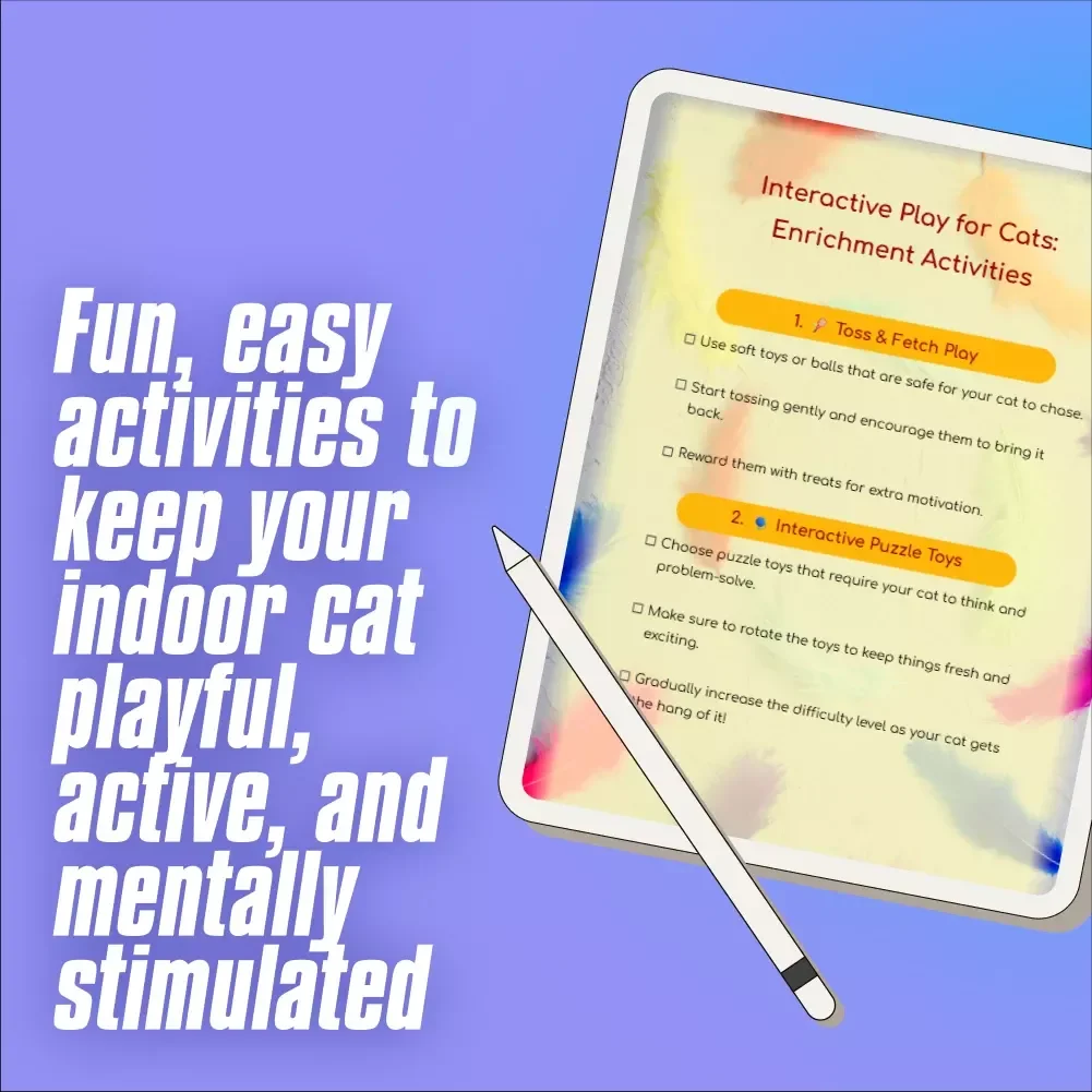 Interactive Play for Cats: Enrichment Activities – Digital Cat Play Guide, Cat Enrichment eBook, Indoor Cat Checklist