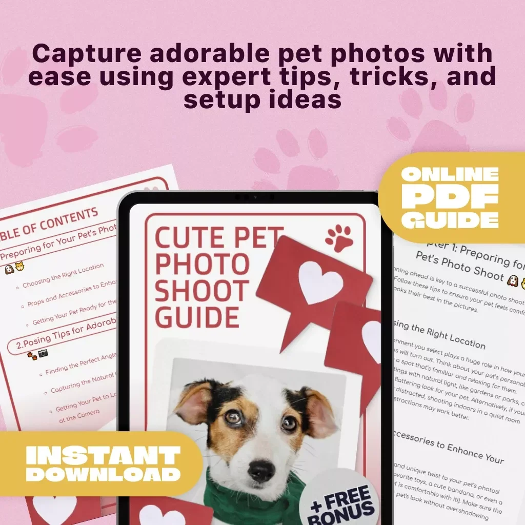 Cute Pet Photo Shoot Guide | Pet Photography eBook, Pet Photo Checklist, How to Take Cute Pet Photos, Digital Download