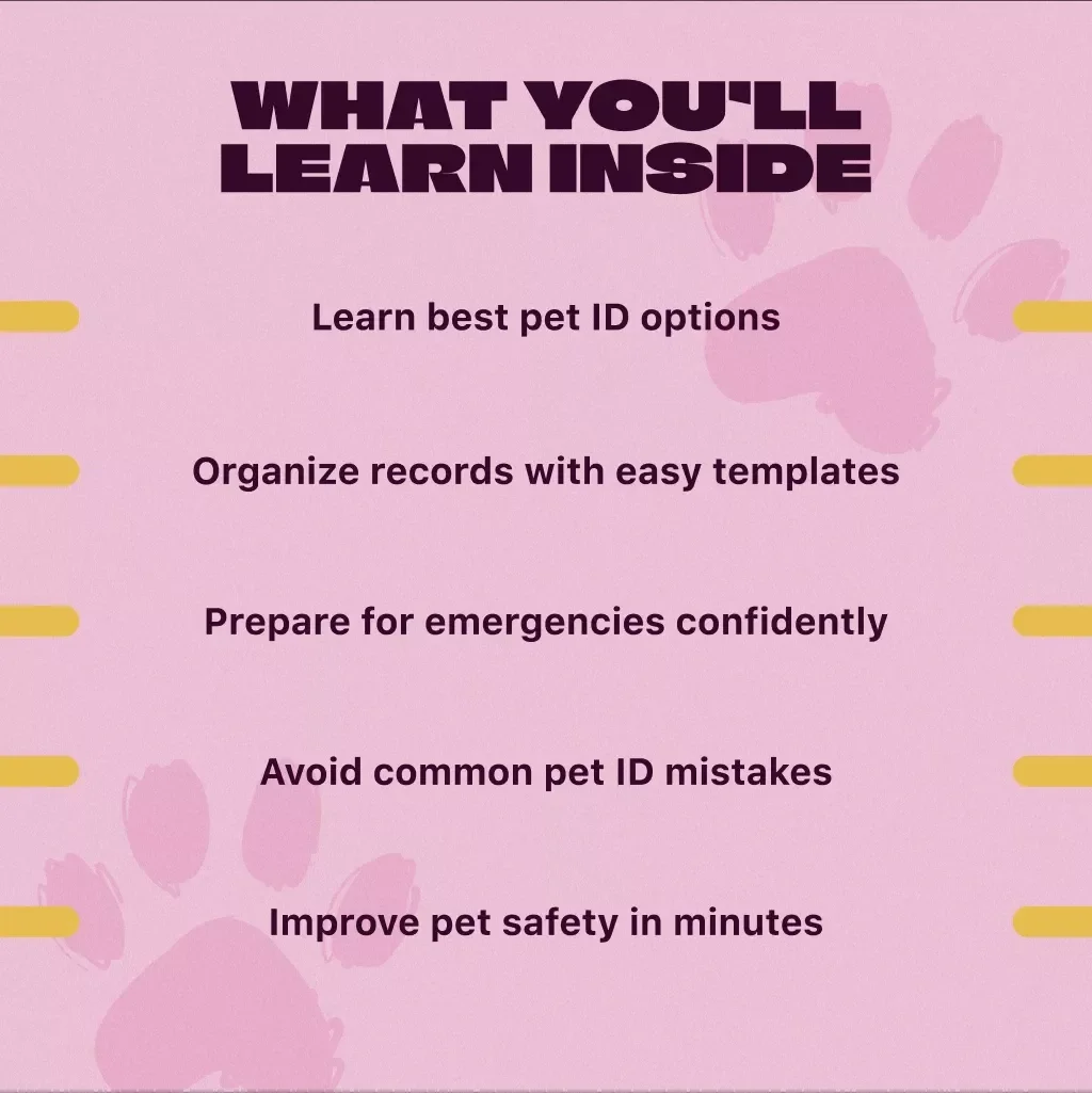 Pet Identification & Records Organizer | Printable Pet ID Guide | Digital Pet Safety eBook | Pet Record Keeping Checklist