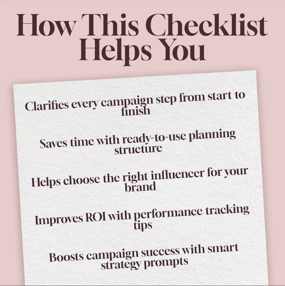 Fashion Influencer Collaboration Checklist | Digital Download for Fashion Brands, eCommerce Owners, and Boutique Marketers