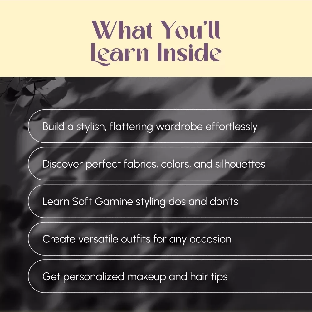 Chic Contrast: The Ultimate Soft Gamine Style Guide – Kibbe Soft Gamine Fashion eBook