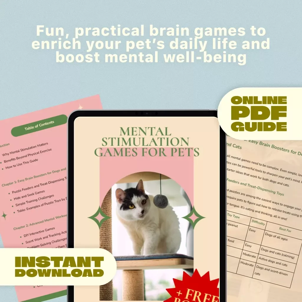 Mental Stimulation Games for Pets | Digital Guide for Dogs & Cats | Pet Brain Training, Puzzle Feeders, Scent Work, Checklists & Weekly Planner
