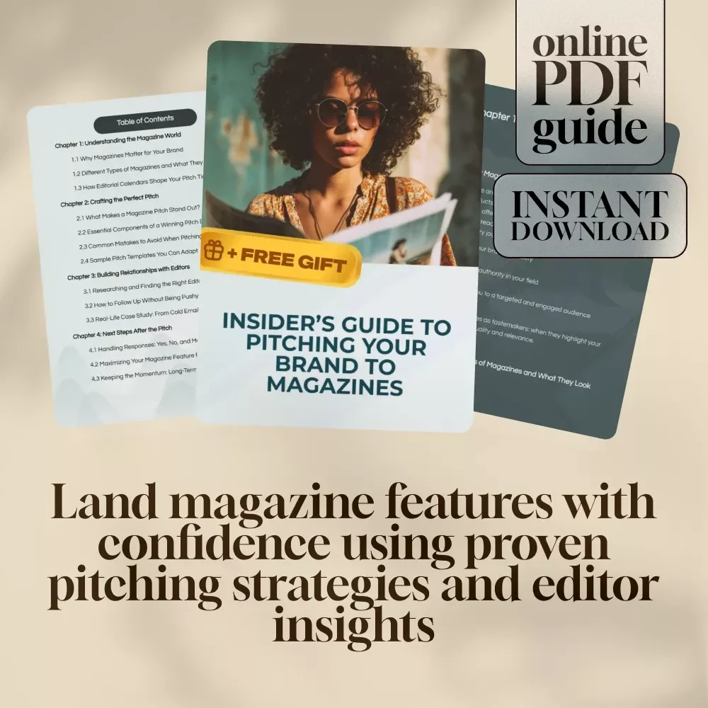 Insider’s Guide to Pitching Your Brand to Magazines | Digital PR Guide for Entrepreneurs, Small Business Owners & Creatives | Magazine Pitching Checklist & eBook