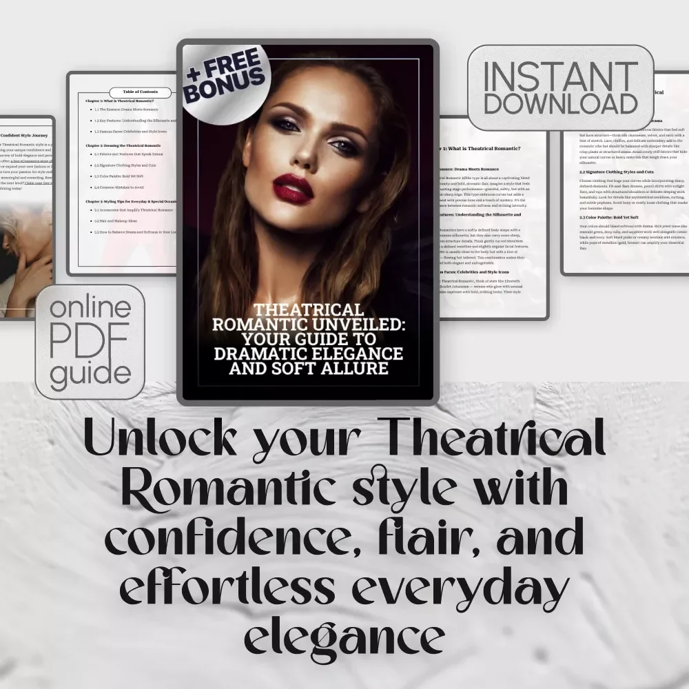 Theatrical Romantic Unveiled: Your Guide to Dramatic Elegance and Soft Allure | Kibbe Theatrical Romantic Style Guide | Digital Download eBook & Checklist