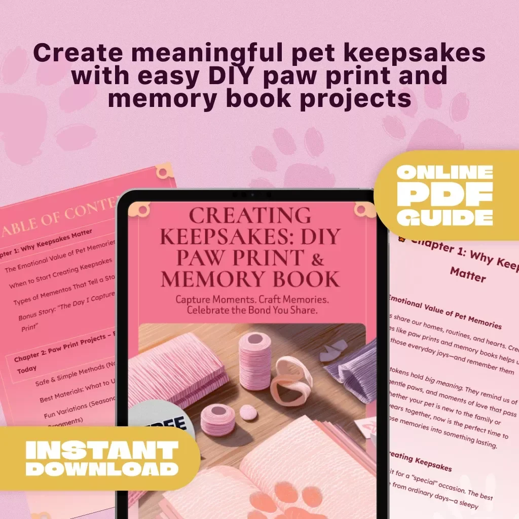 Creating Keepsakes: DIY Paw Print & Memory Book | Pet Memory Guide, Digital Download eBook, Pet Keepsake Checklist