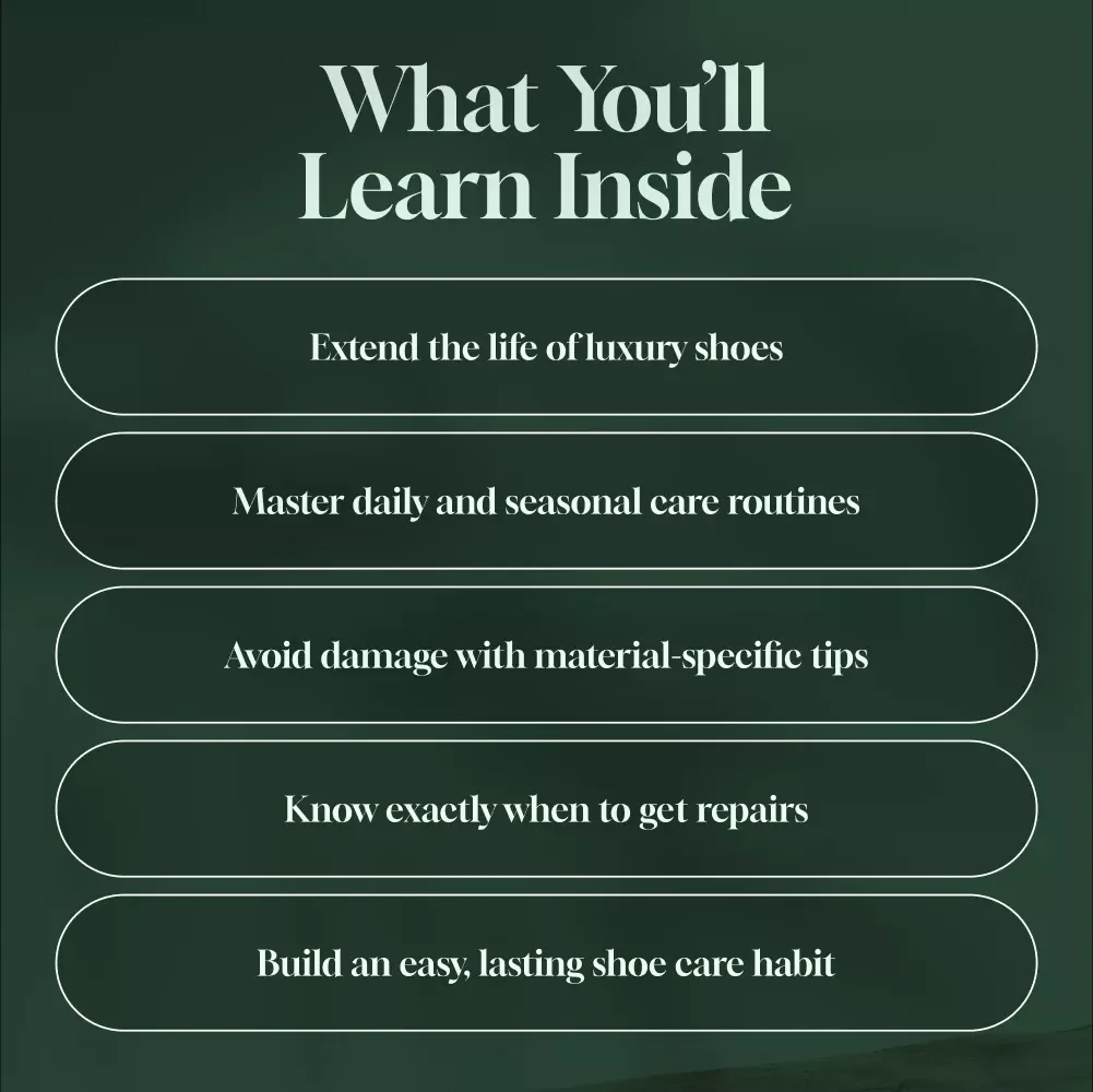 Designer Shoe Care & Maintenance Guide | Shoe Cleaning Checklist | Leather & Suede Care eBook | Digital Download for High-End Footwear