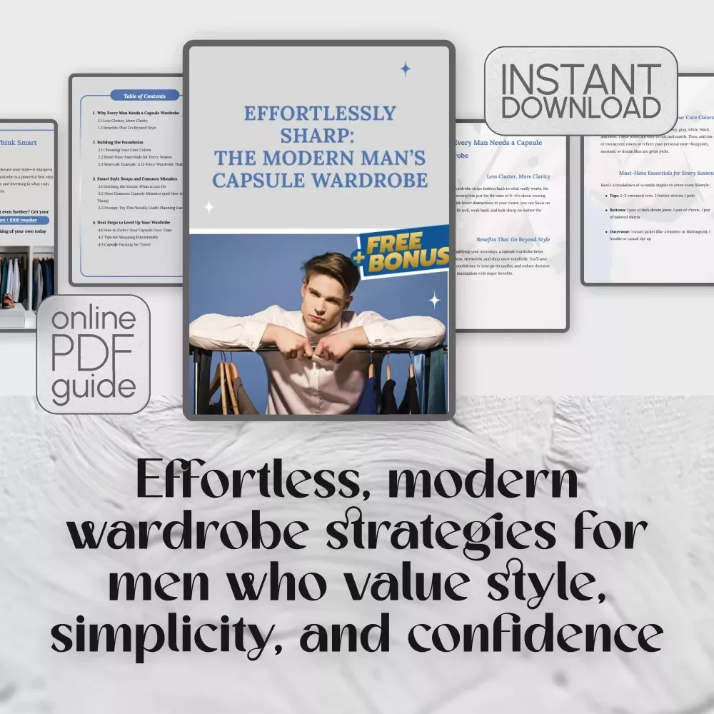 Effortlessly Sharp: The Modern Man’s Capsule Wardrobe | Capsule Wardrobe Men Guide | Minimalist Style for Men | Digital Download PDF
