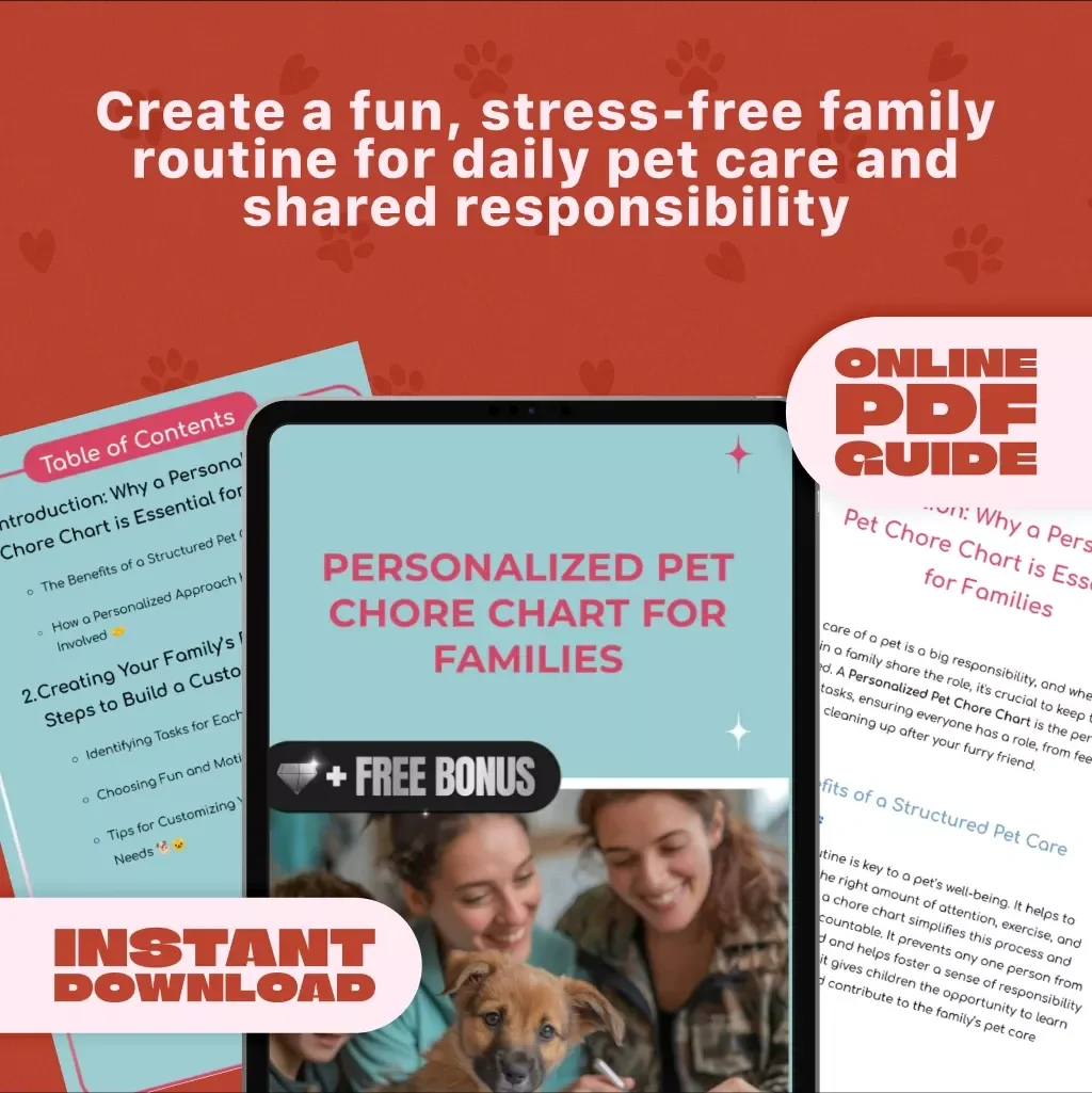 Personalized Pet Chore Chart for Families | Printable Pet Care Guide | Family Pet Routine Planner | Pet Responsibility Chart for Kids