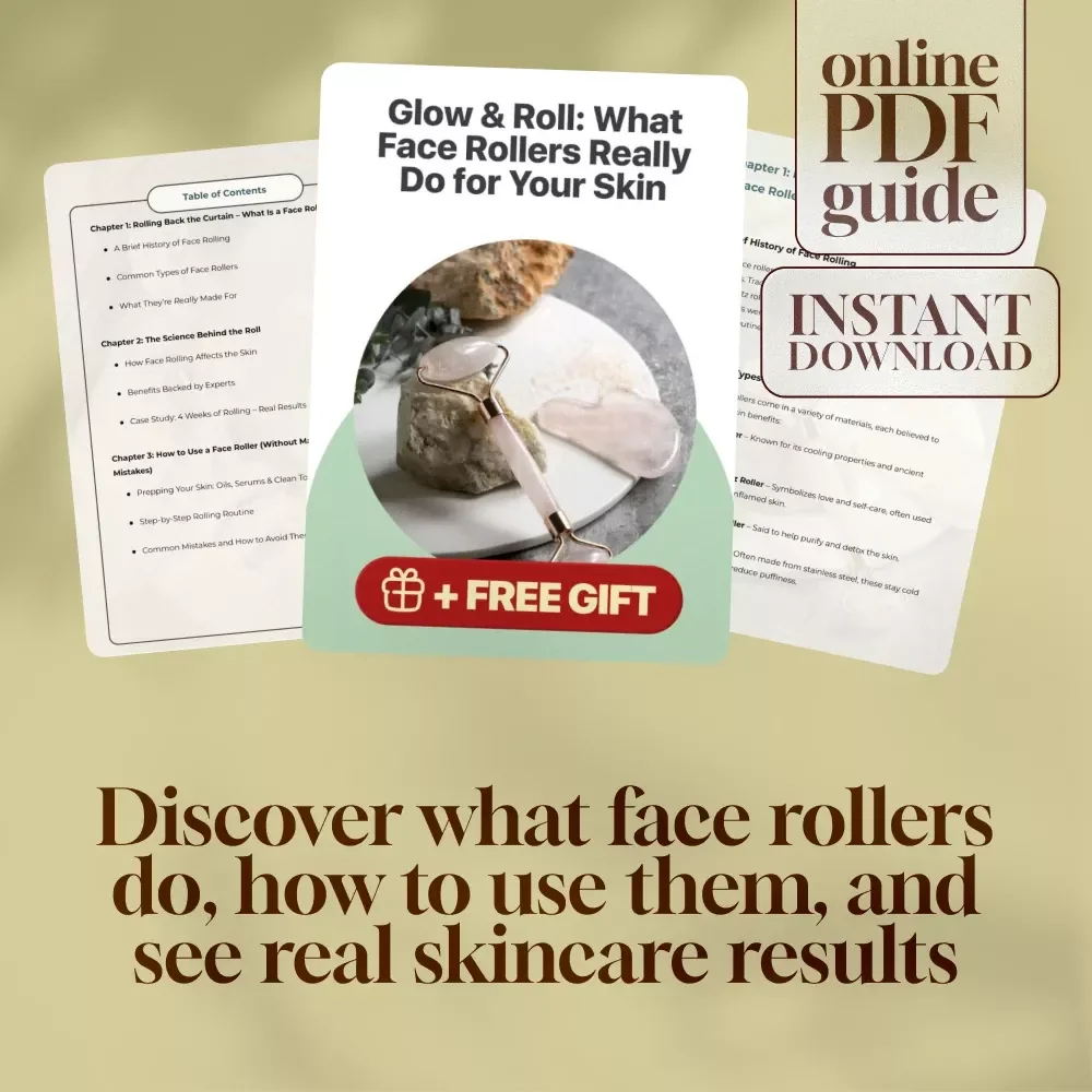 Glow & Roll: What Face Rollers Really Do for Your Skin – Guide on what are face rollers for, skincare benefits, how to use a face roller, digital download eBook
