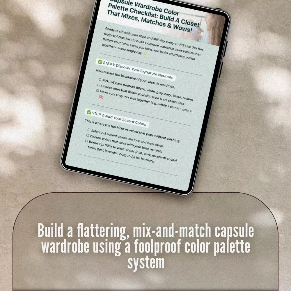 Capsule Wardrobe Color Palette Checklist: Build a Closet That Mixes, Matches & Wows | Digital Download for Capsule Wardrobe Planning, Color Harmony, and Outfit Coordination