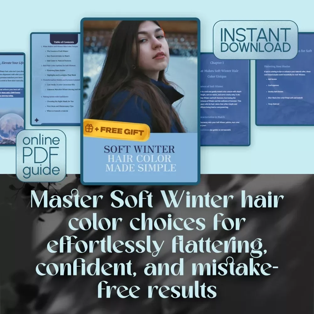 Soft Winter Hair Color Made Simple | Digital Guide for Choosing Flattering Hair Color for Soft Winters | eBook, Hair Color Chart, Step-by-Step Help