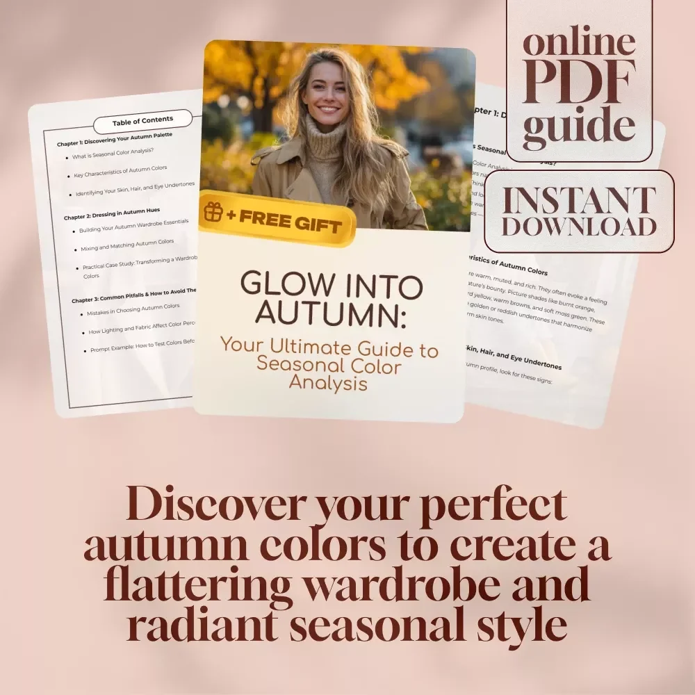 Glow Into Autumn: Your Ultimate Guide to Seasonal Color Analysis | Autumn Color Palette eBook, Wardrobe & Makeup Guide, Digital Download