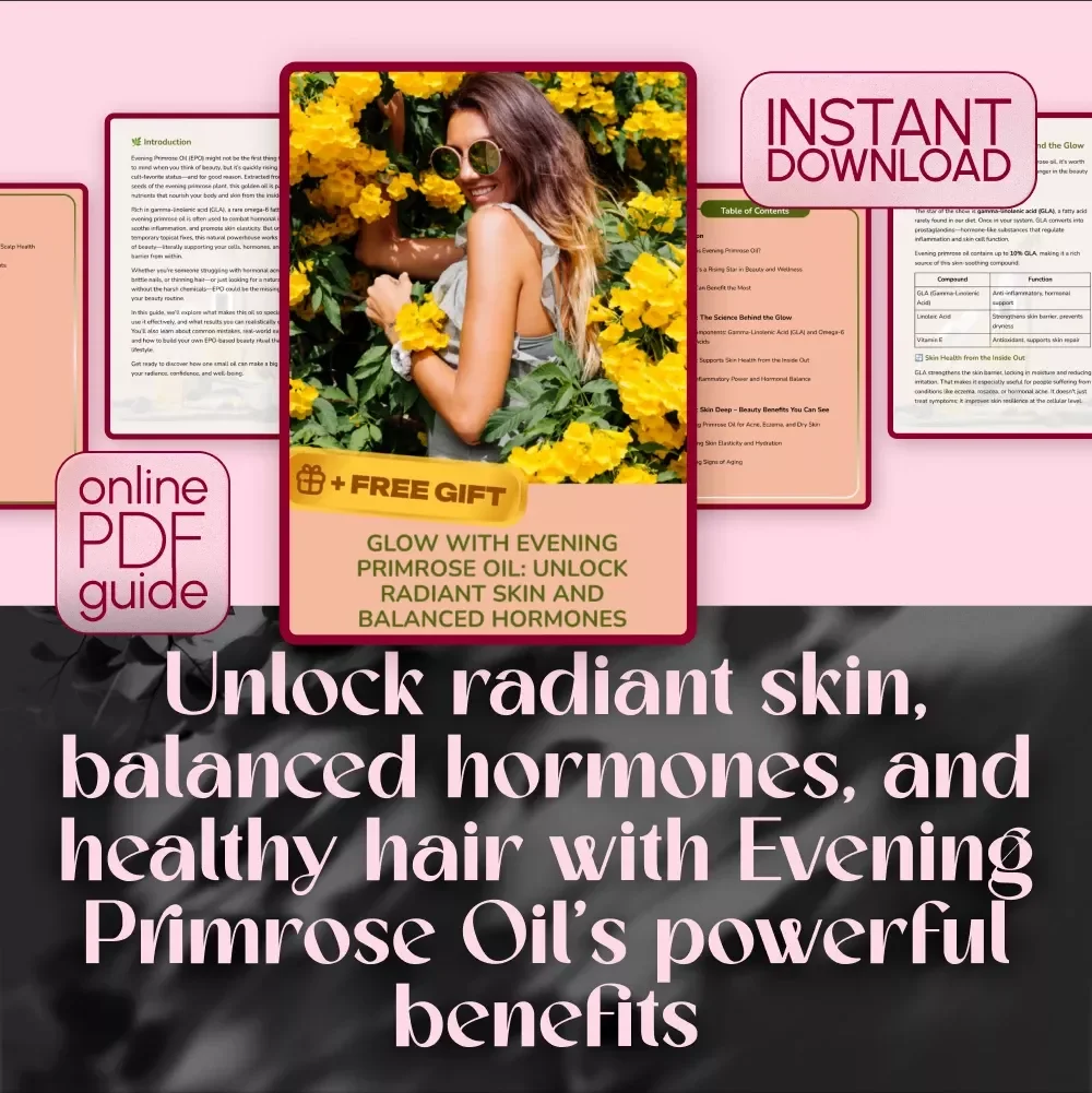 Glow with Evening Primrose Oil: Unlock Radiant Skin and Balanced Hormones – eBook Guide