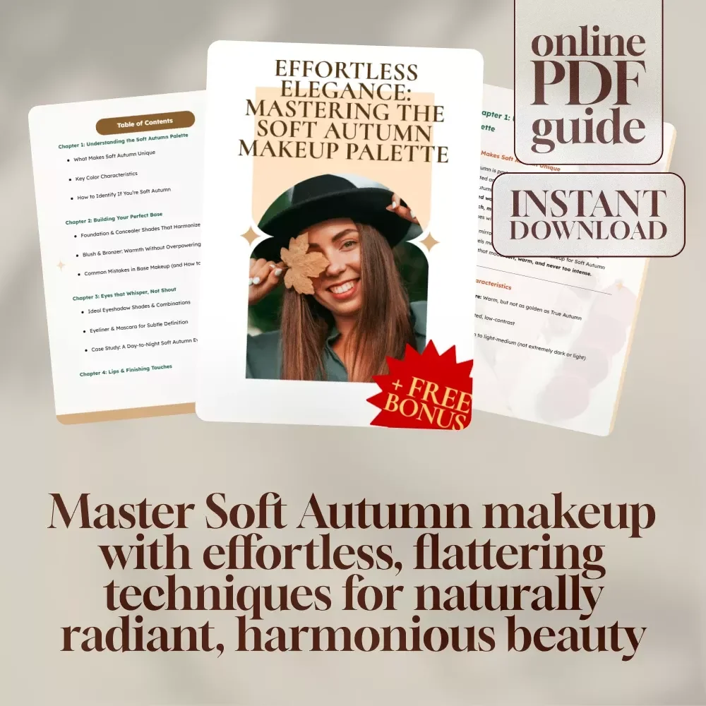 Effortless Elegance: Mastering the Soft Autumn Makeup Palette | Digital Guide for Soft Autumn Color Palette Makeup Lovers | eBook for Seasonal Color Analysis & Beauty