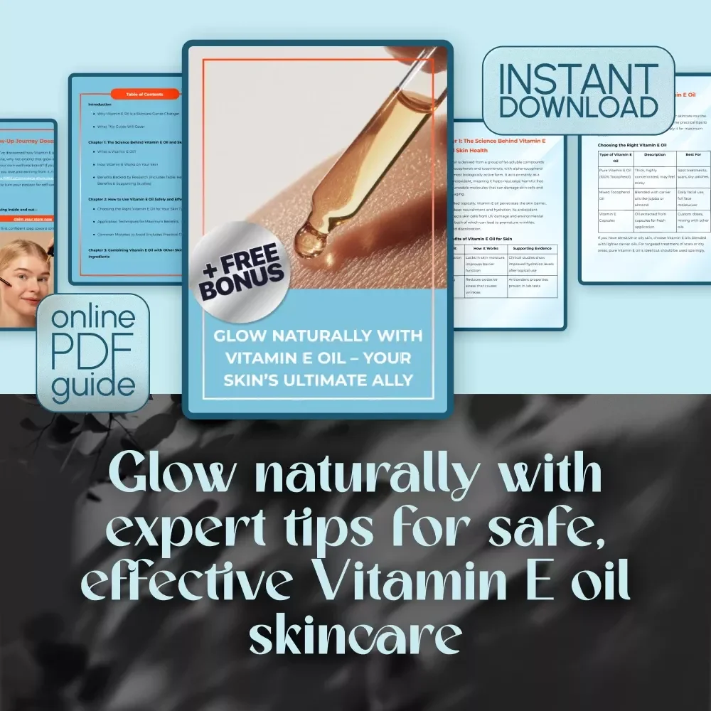Glow Naturally with Vitamin E Oil – Your Skin’s Ultimate Ally | Skincare Guide | Vitamin E Oil for Skin eBook | Natural Beauty Digital Download