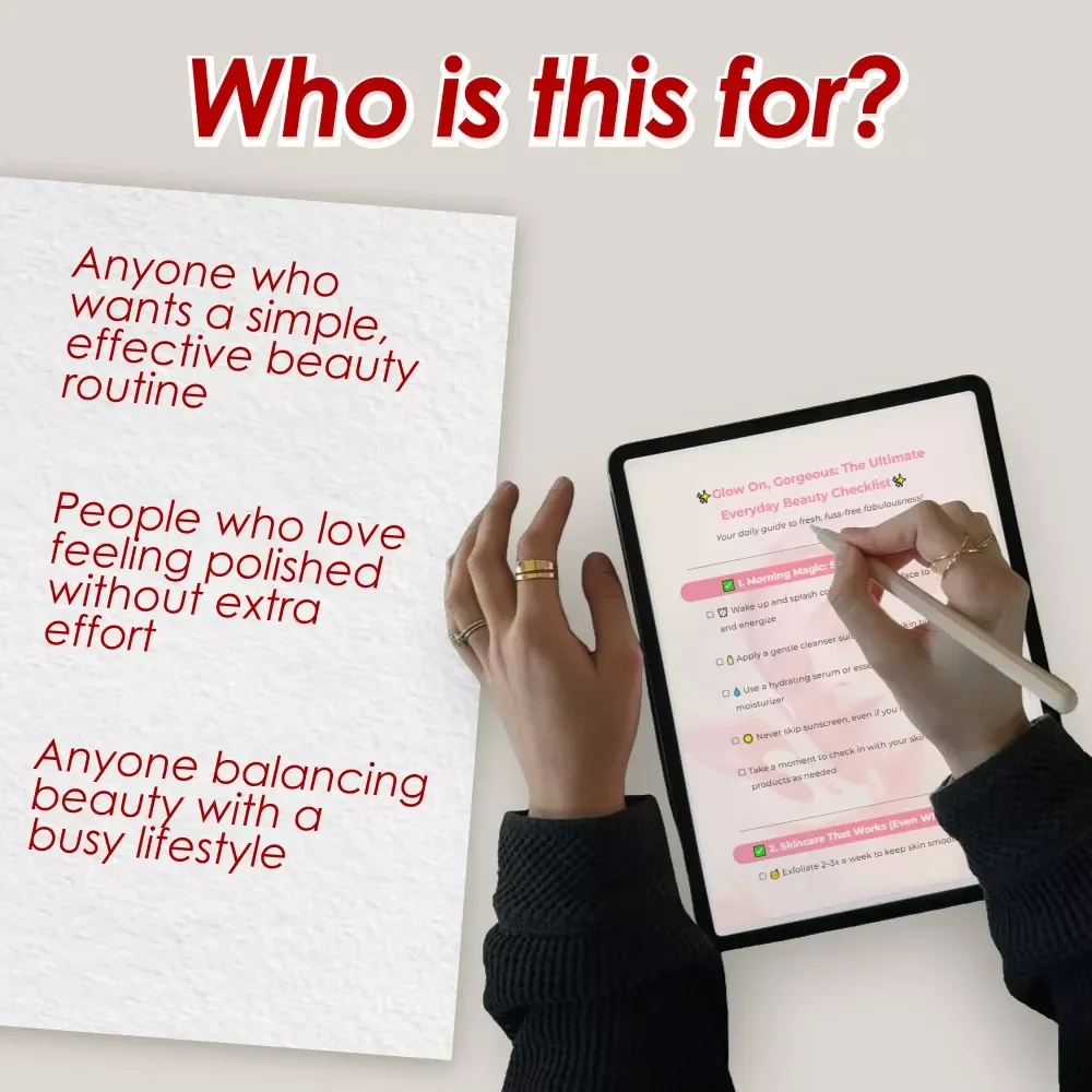 Glow On, Gorgeous: The Ultimate Everyday Beauty Checklist | Digital Download | Everyday Beauty Tips Guide, Skincare & Makeup Routine PDF