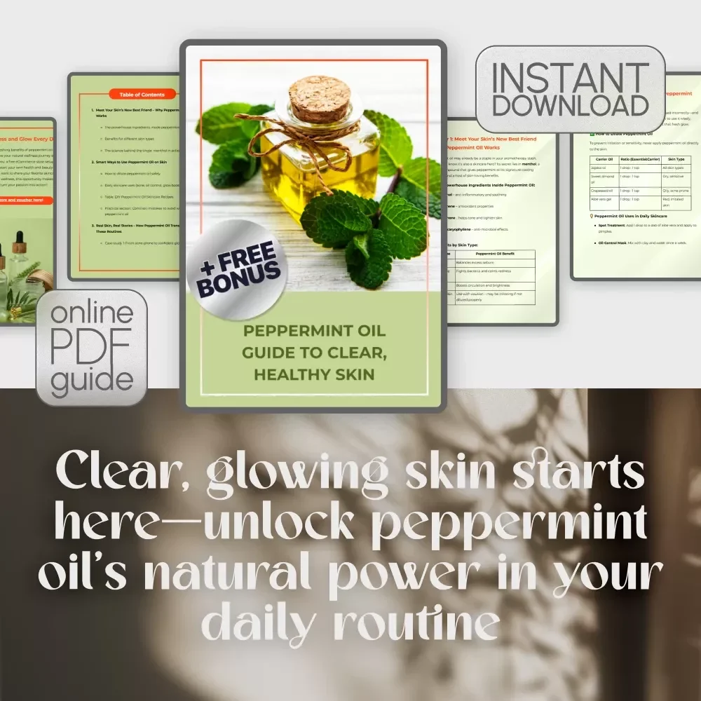 Peppermint Oil Guide to Clear, Healthy Skin | Digital Skincare Guide for All Skin Types | Peppermint Oil for Skin Recipes, Tips & Tracker