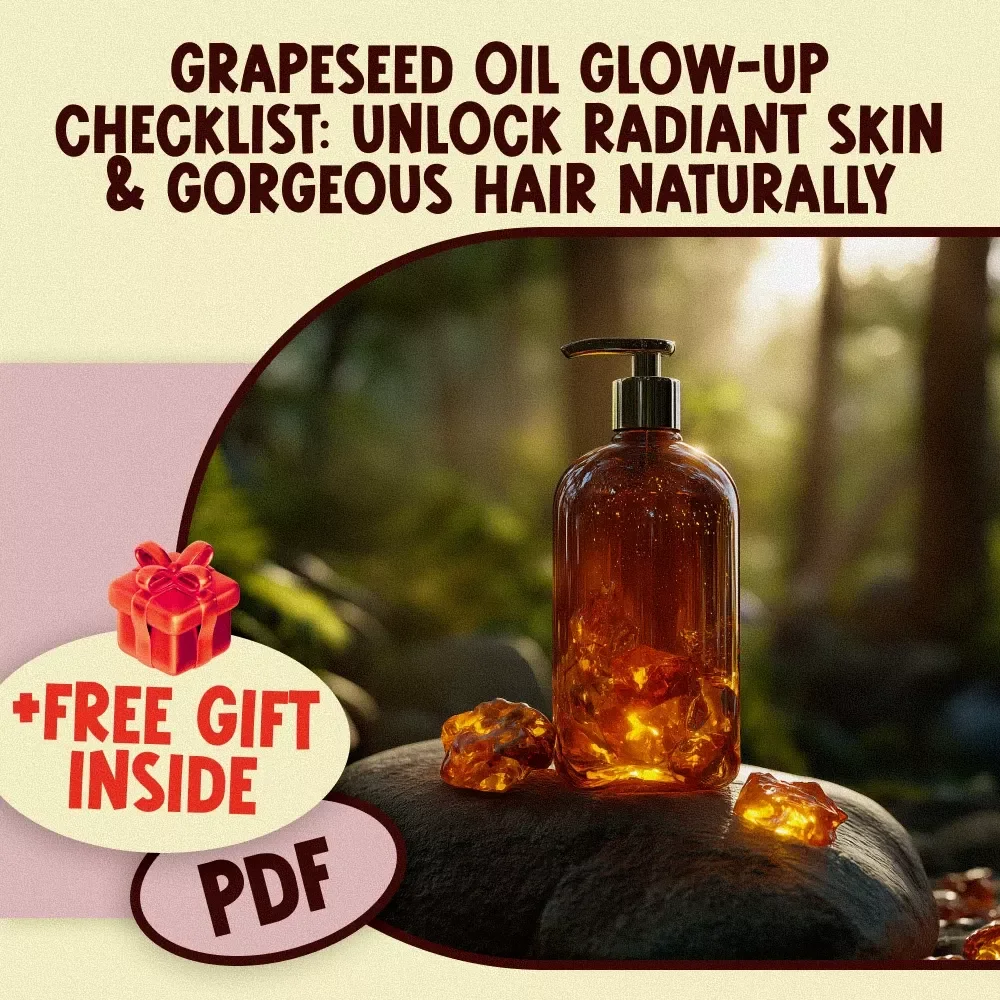 Grapeseed Oil Glow-Up Checklist: Unlock Radiant Skin & Gorgeous Hair Naturally | Beauty Benefits of Grapeseed Oil | Self-Care Guide | Digital Download