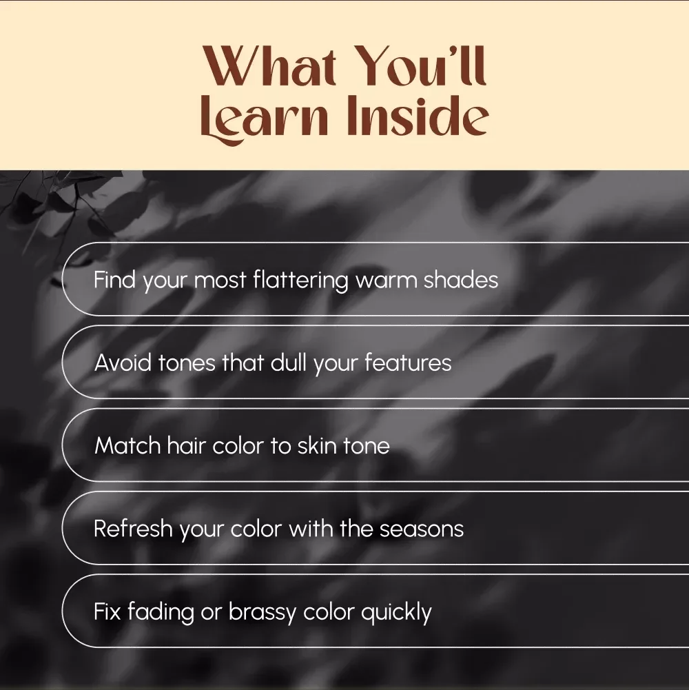 Falling for Warm Autumn: Your Ultimate Guide to Rich, Radiant Hair Colors | Warm Autumn Hair Colors eBook | Hair Color Guide for Autumn Tones | Digital Download
