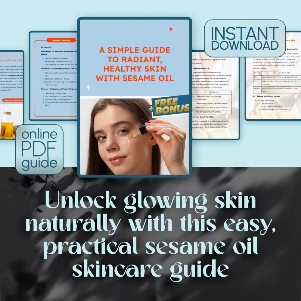 A Simple Guide to Radiant, Healthy Skin with Sesame Oil – Digital Skincare Guide for Natural Beauty, Holistic Glow, and DIY Sesame Oil for Skin Routine