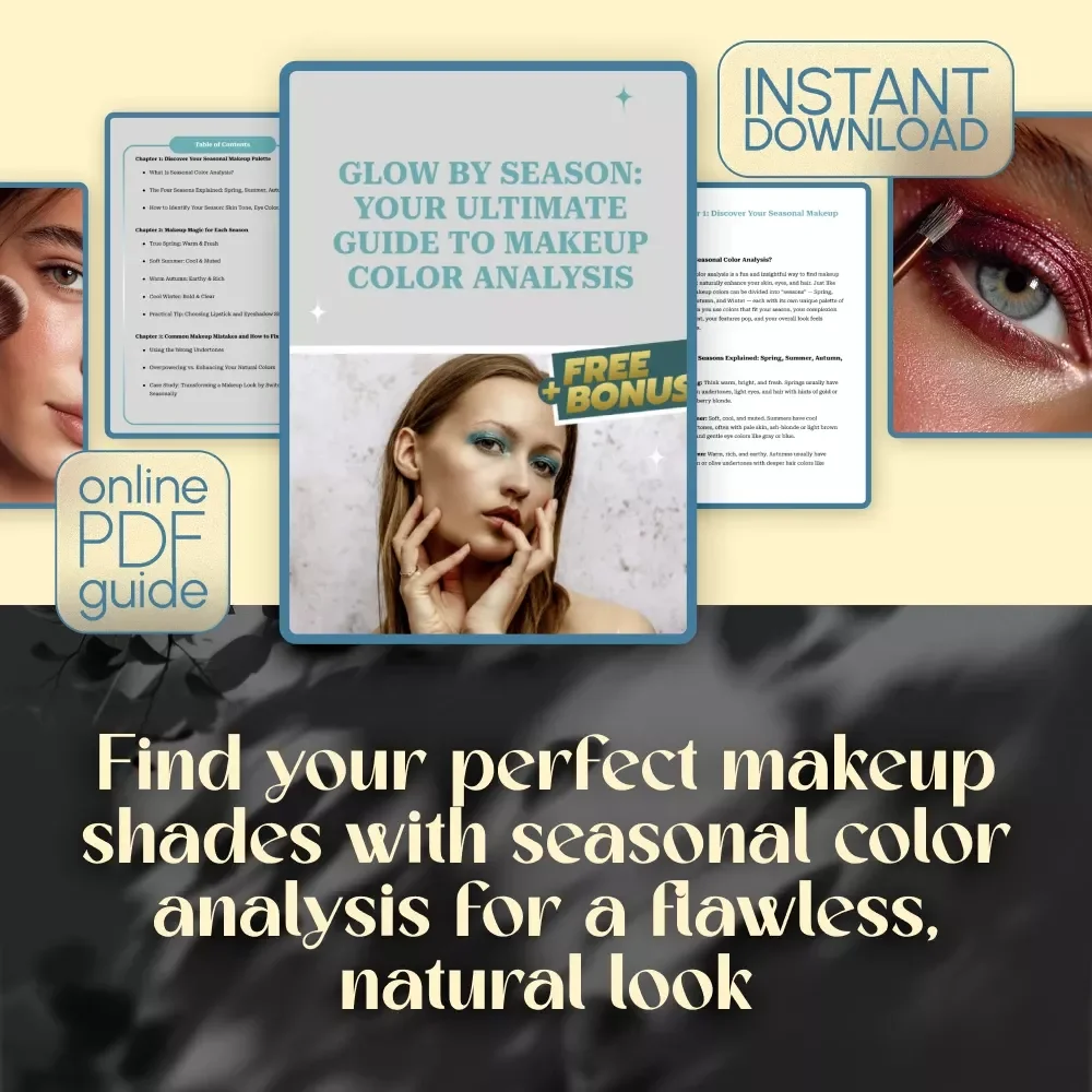 Glow by Season: Your Ultimate Guide to Makeup Color Analysis | Digital Download eBook for Makeup Seasonal Color Analysis, Beauty Palette Guide & Checklist