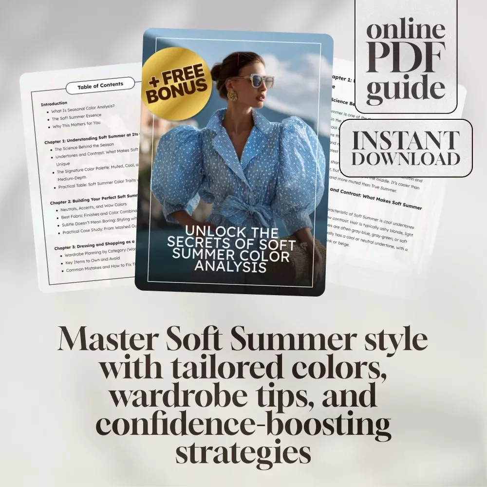 Unlock the Secrets of Soft Summer Color Analysis – Printable Guide for Seasonal Color Analysis, Soft Summer Color Palette, Personal Style eBook