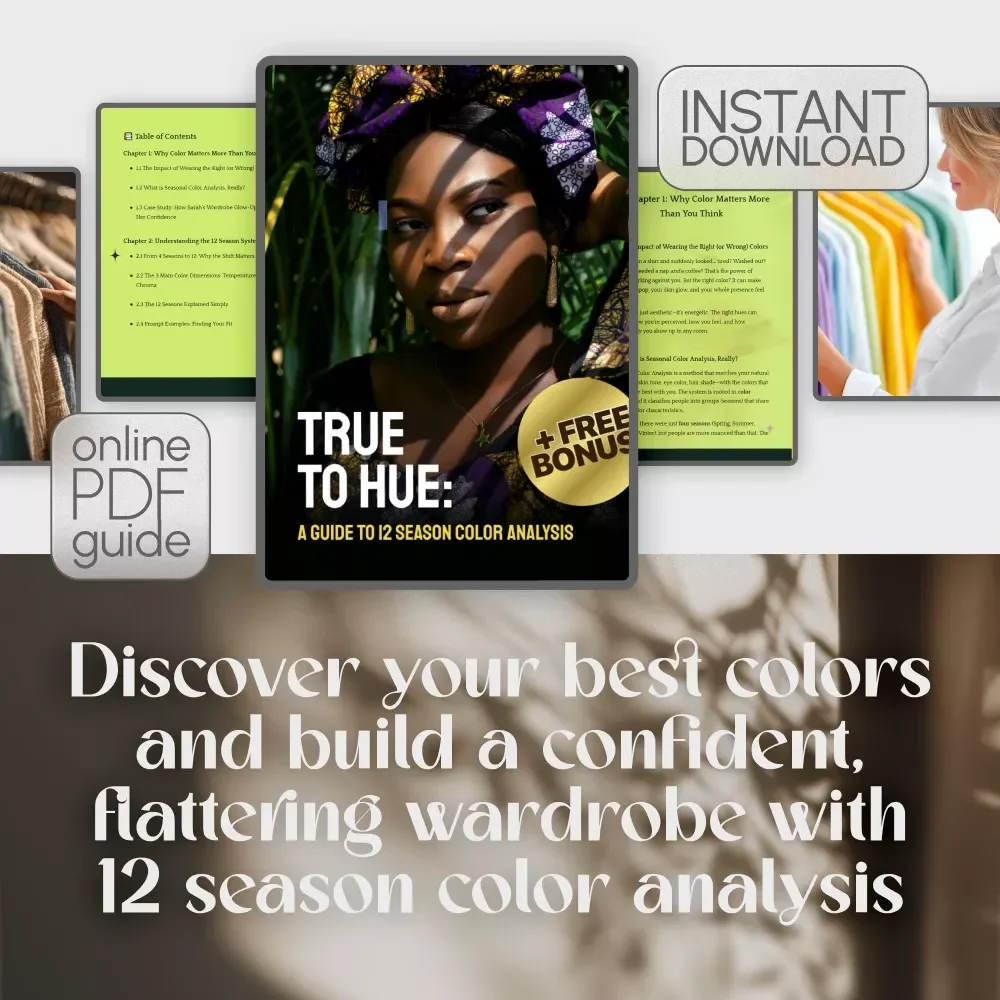 True to Hue: A Guide to 12 Season Color Analysis | Digital Download Guide for Seasonal Color Matching, Wardrobe & Style Confidence