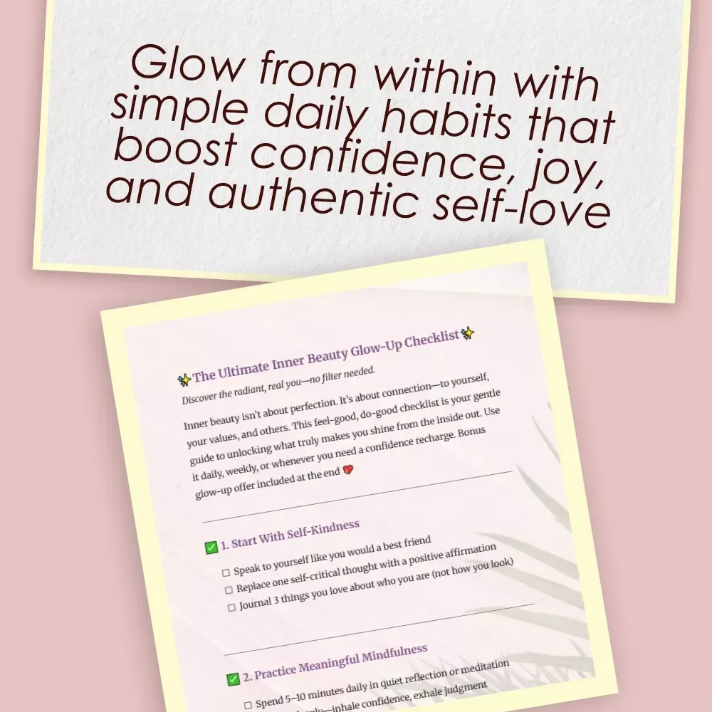 The Ultimate Inner Beauty Glow-Up Checklist | Self-Care Mindfulness Gratitude Affirmation Digital Download