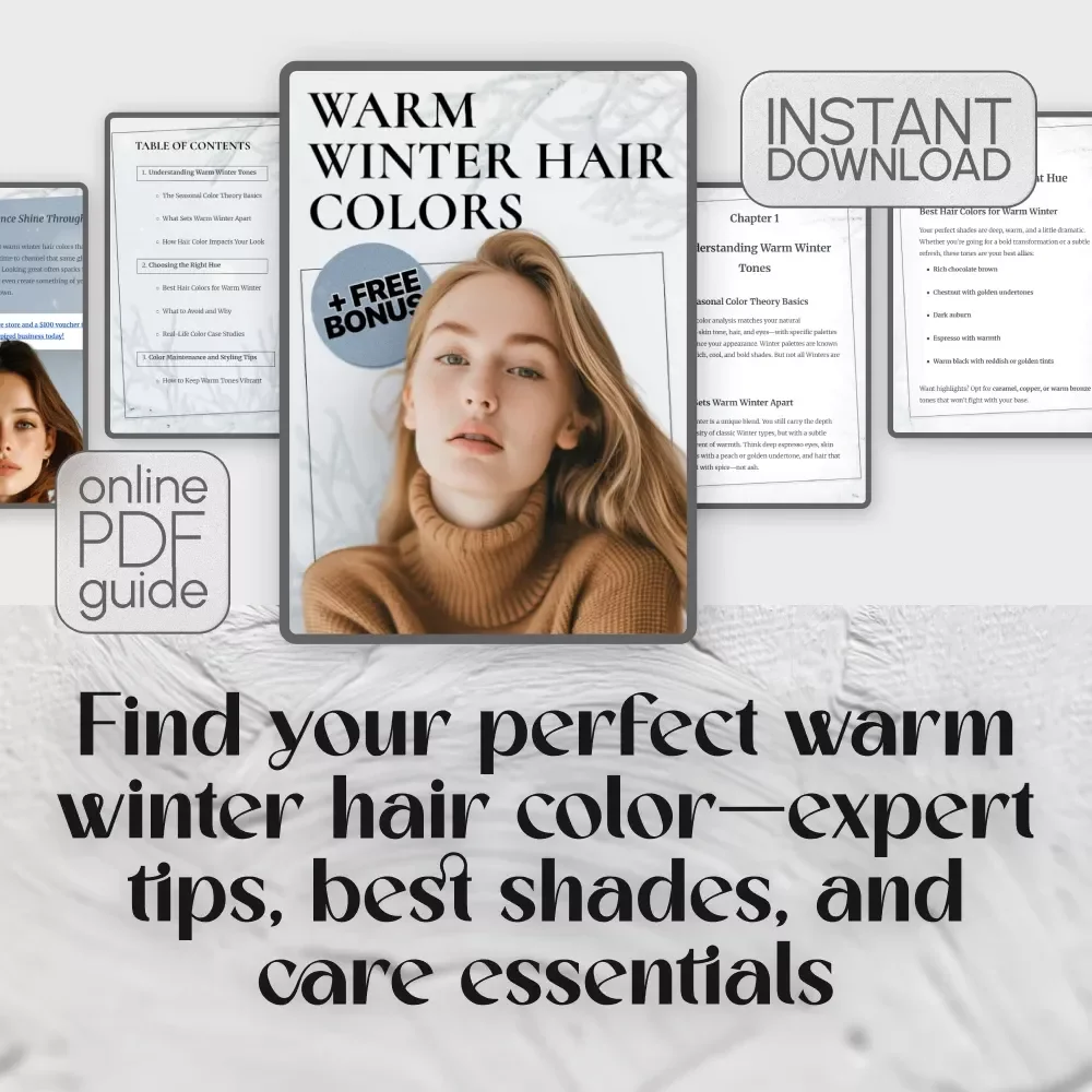 Warm Winter Hair Colors Guide | Digital Download eBook for Seasonal Color Matching, Hair Color Ideas & Checklist