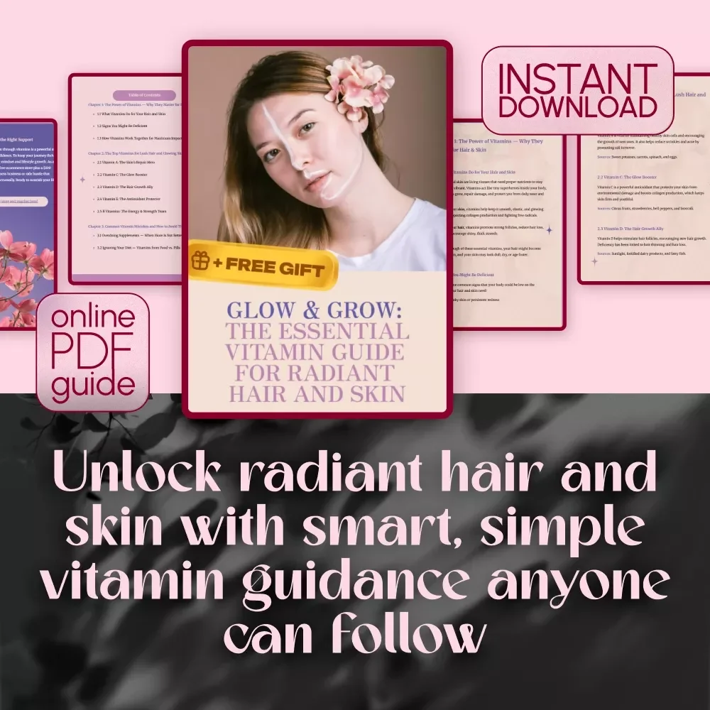 Glow & Grow: The Essential Vitamin Guide for Radiant Hair and Skin | Vitamins for Healthy Hair and Skin | Digital Wellness eBook | Glow Skin Guide