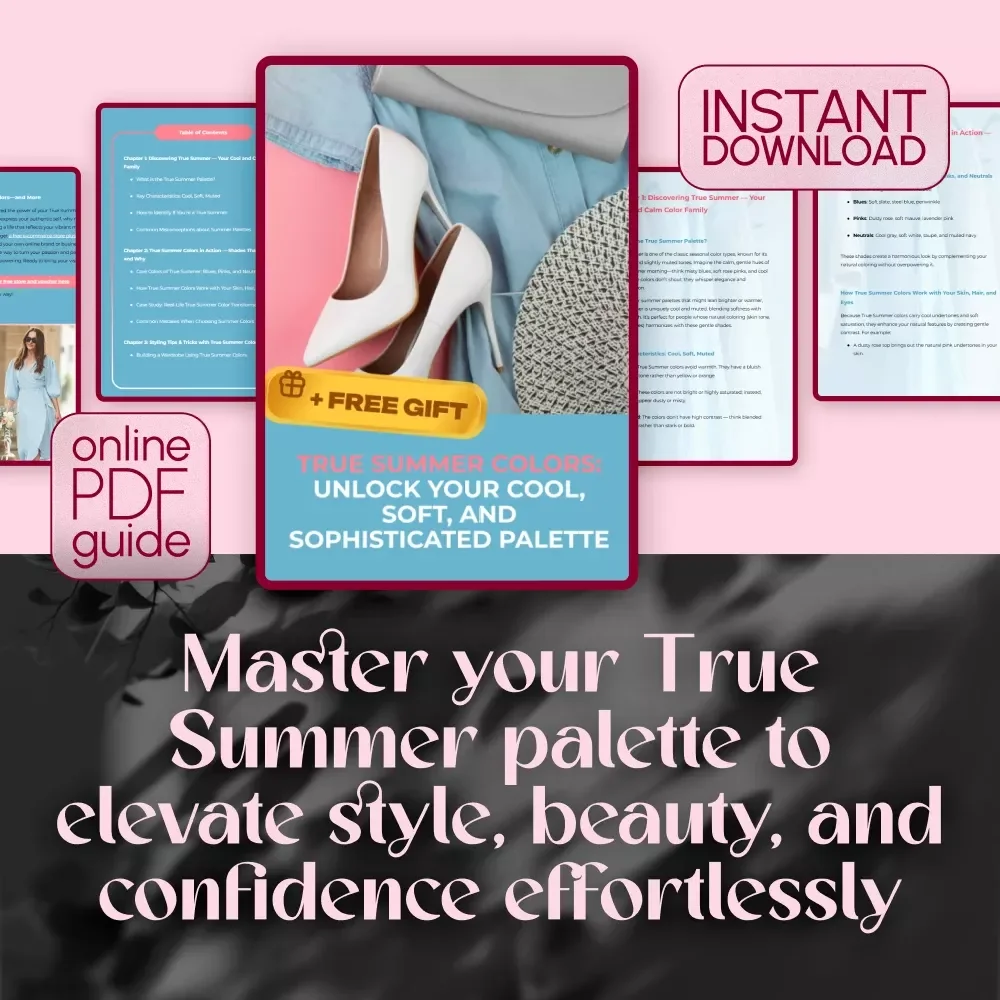 True Summer Colors: Unlock Your Cool, Soft, and Sophisticated Palette | True Summer Color Palette Guide for Wardrobe, Makeup & Decor | Digital Download