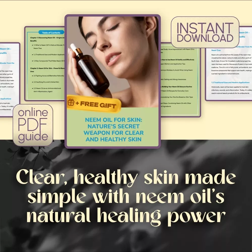 Neem Oil for Skin: Nature’s Secret Weapon for Clear and Healthy Skin – Ultimate Guide for Acne, Irritation & Natural Skincare | Digital Download