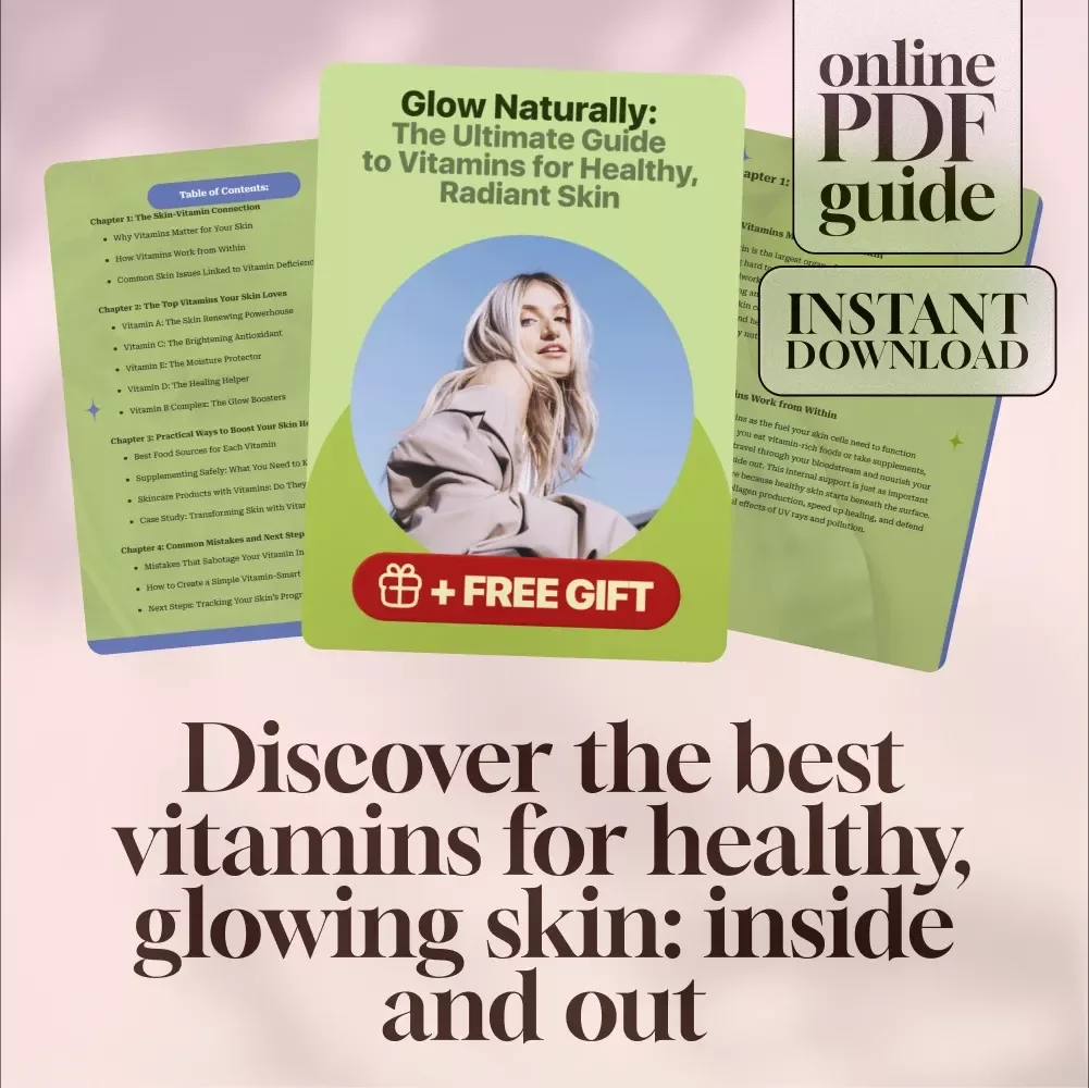 Glow Naturally: The Ultimate Guide to Vitamins for Healthy, Radiant Skin | Best Vitamins for Healthy Skin | Skincare eBook Download