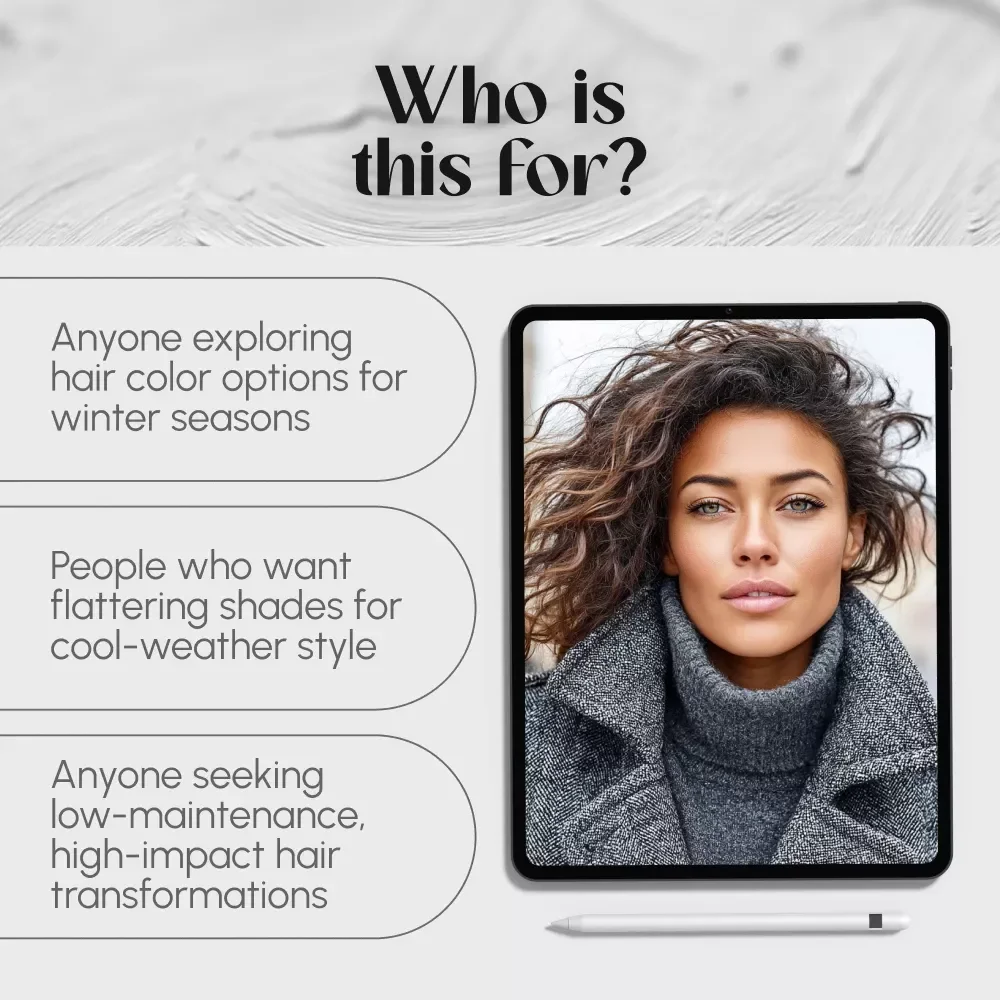 Warm Winter Hair Colors Guide | Digital Download eBook for Seasonal Color Matching, Hair Color Ideas & Checklist