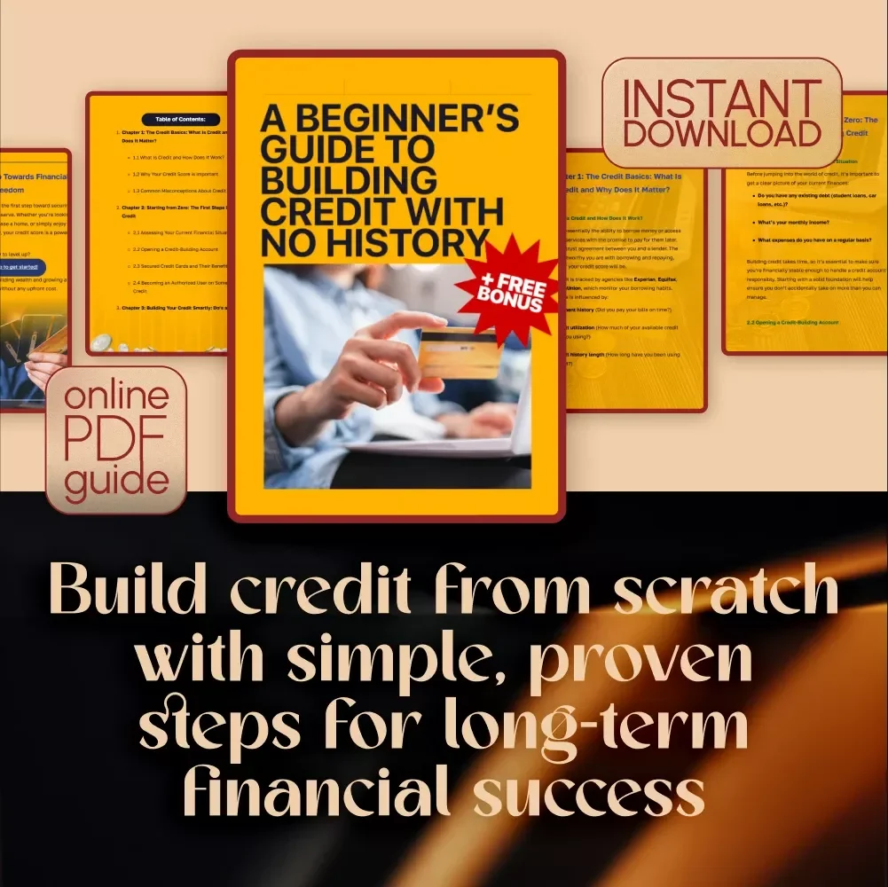 A Beginner’s Guide to Building Credit with No History – Digital Download | How to Build Credit with No Credit History Guide for Beginners, eBook, Credit Checklist