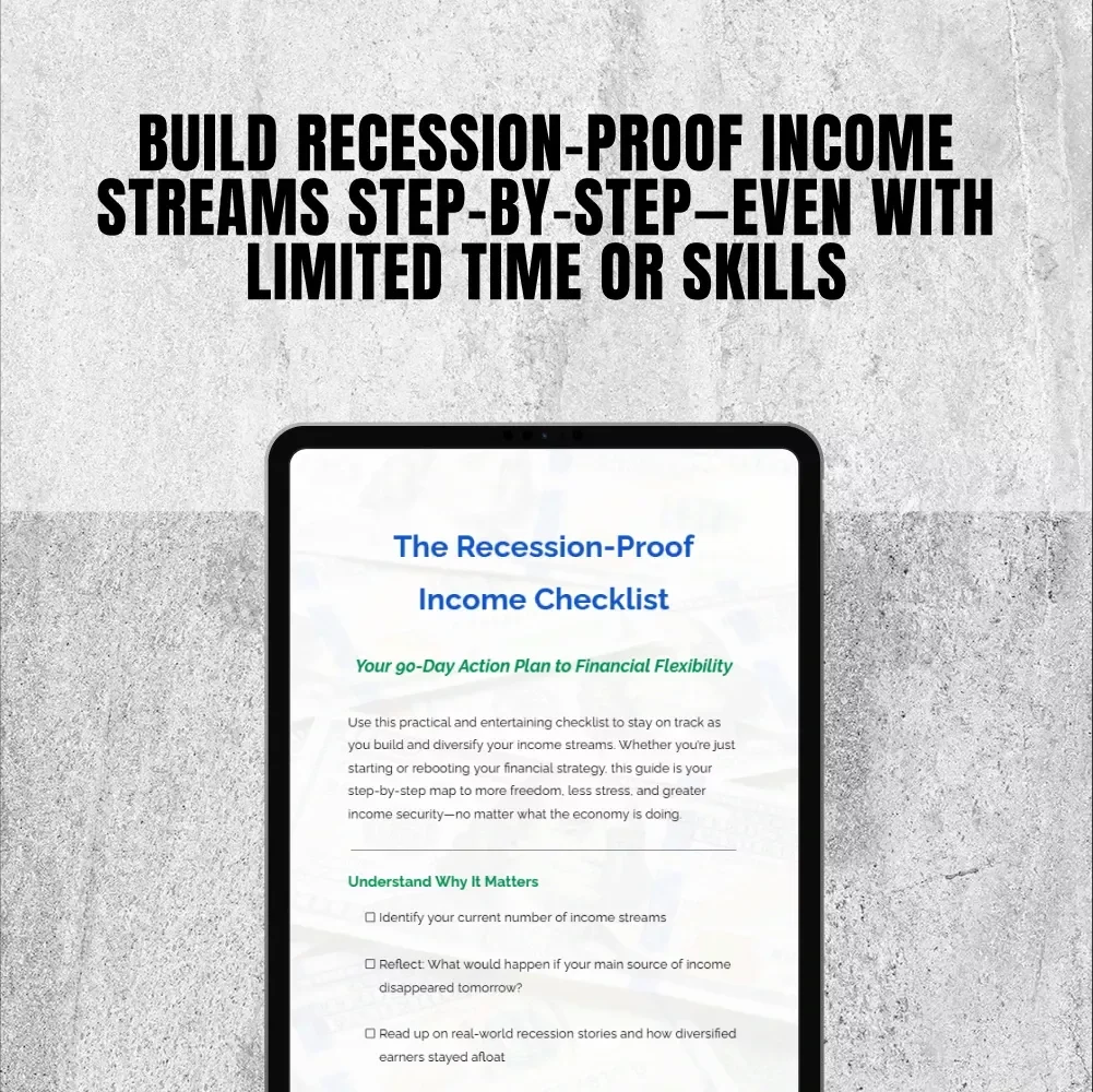 The Recession-Proof Income Checklist – How to Diversify Income in Recession | Digital Download