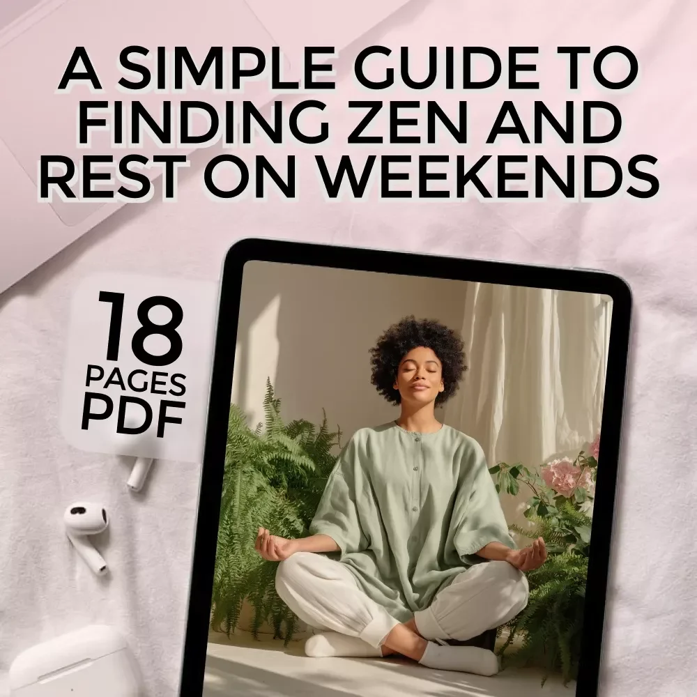 A Simple Guide To Finding Zen And Rest On Weekends | Digital eBook for Relaxation & Mindfulness | Weekend Relaxation Tips & Strategies