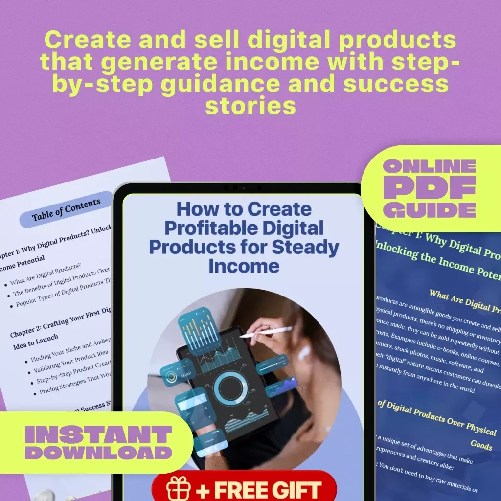 How to Create Profitable Digital Products for Steady Income – Guide for Creating Digital Products for Income, eBook for Beginners, Digital Download