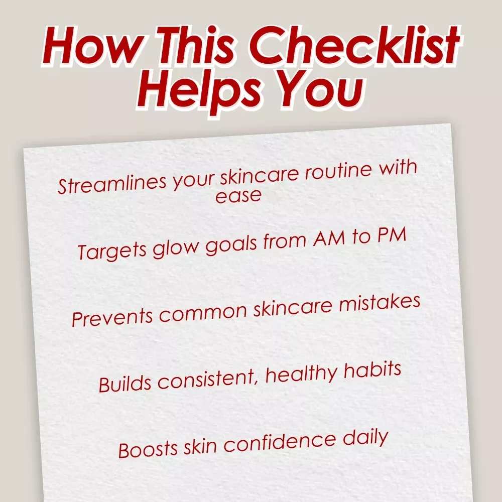 Your Ultimate Daily Skincare Checklist: Glow Goals, Activated! | Daily Skincare Routine PDF | Morning & Night Skincare Guide | Skincare Checklist Download
