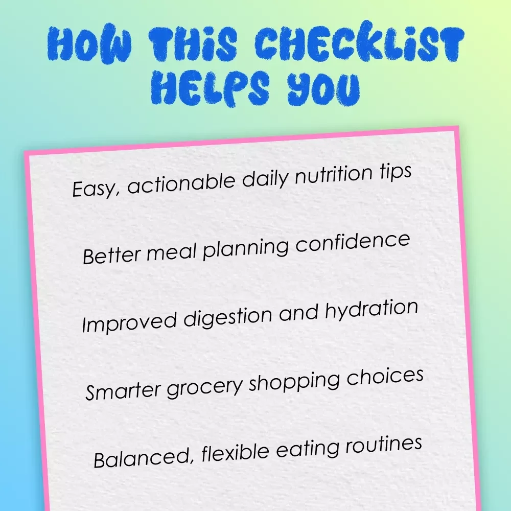 Your Daily Healthy Food Power Checklist – Printable List of Healthy Foods to Eat Everyday | Nutrition Guide | Clean Eating Habit Tracker