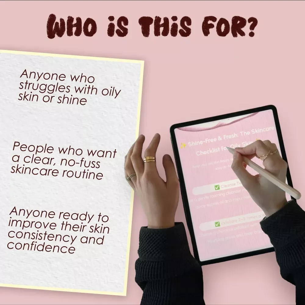 Shine-Free & Fresh: The Skincare Checklist for Oily Skin | Printable Self-Care Guide | Digital Download for Balanced & Healthy Skin