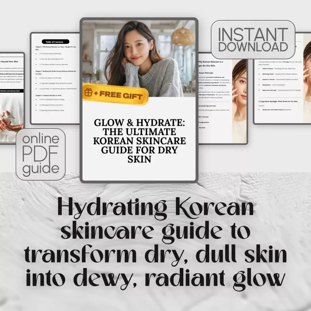 Glow & Hydrate: The Ultimate Korean Skincare Guide for Dry Skin | Best Korean Skincare for Dry Skin Routine eBook | Hydrating K-Beauty Digital Download