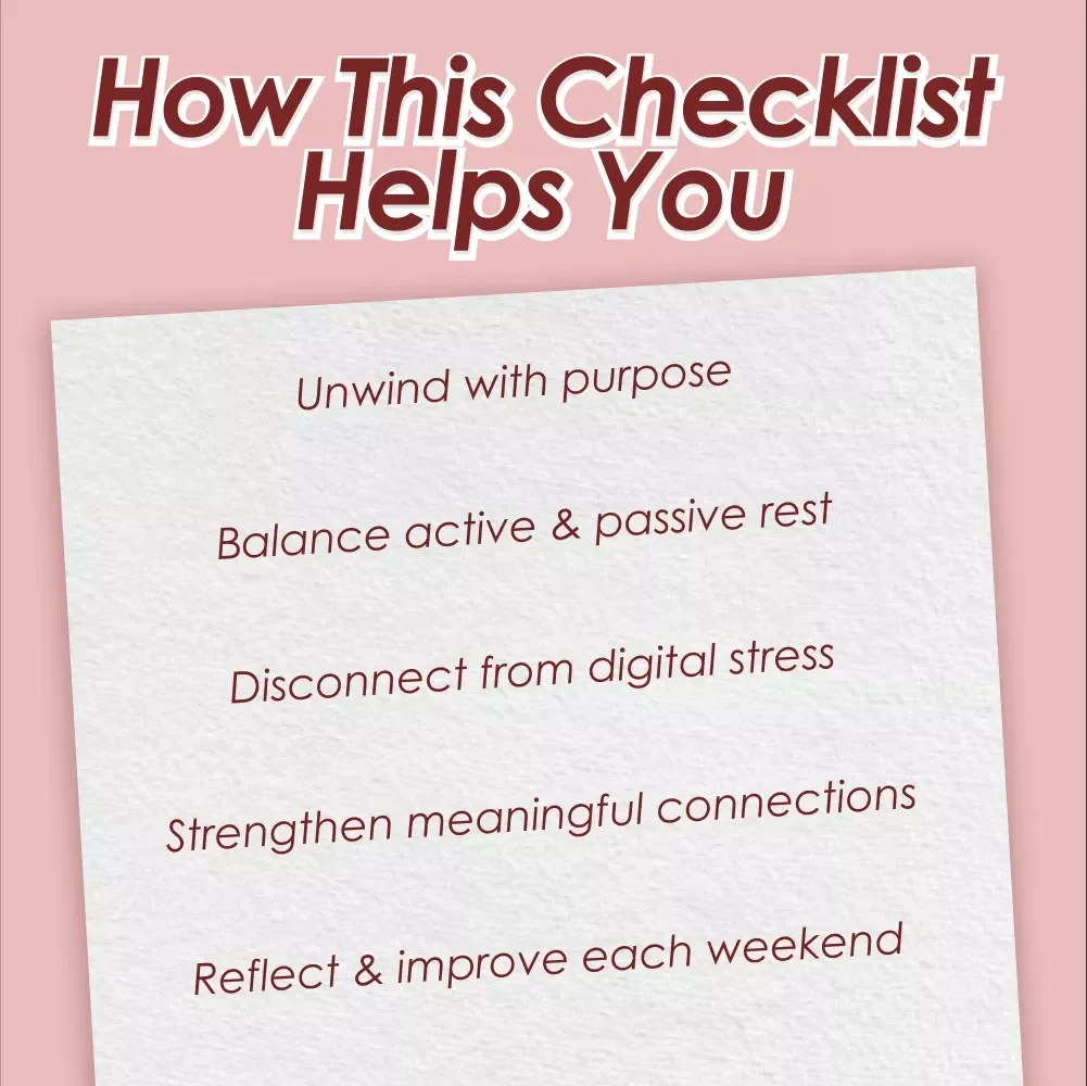 The Ultimate Relax Weekend Checklist | Digital Download | Self-Care Guide | Recharge & Unwind Planner | Mindfulness Checklist