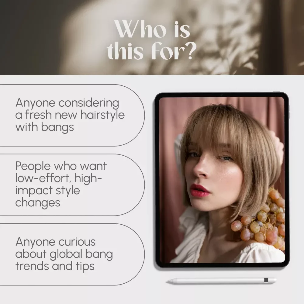 A Stylish Guide to Hair Trends with Bangs – Digital Download eBook for Modern Hair Inspiration, Styling & Fringe Fashion Tips